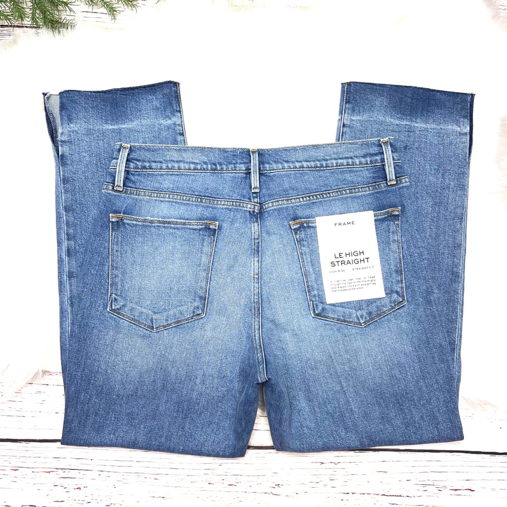 🚫SOLD! |•NWT🤩 |•FRAME•| Le High Straight High-Rise Raw Edge Slit Jeans - Picture 2 of 15